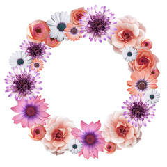 華やかな色とりどりの花で作ったボタニカルリース