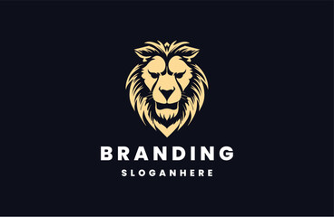 lion vector logo design isolated on black background