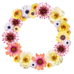 華やかな色とりどりの花で作ったボタニカルリース