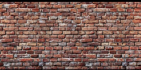 Brick texture. Panoramic background of wide old red brick wall texture. Home or office design backdrop, Generative AI