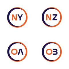 NY,NZ,OA,OB  Letter Logo Bundle Monogram set . icon, letter, vector, technology, business, art, symbol, set design .
