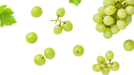 green grape on white background
