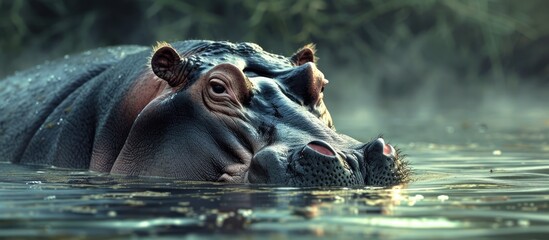 A hippo in the water