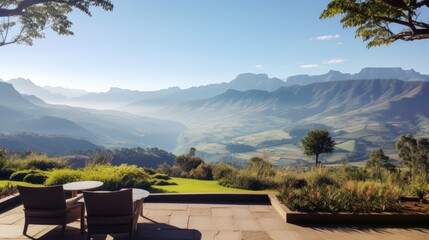 View from the magnificent estate of the stretching mountain range