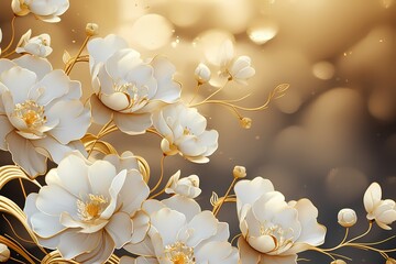 luxury gold and white color flower background
