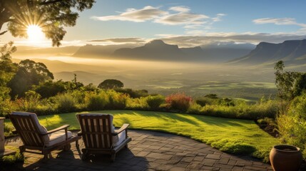 View from the magnificent estate of the stretching mountain range