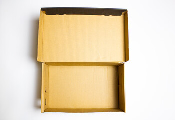 Cardboard box. Empty open cardboard box, packaging.