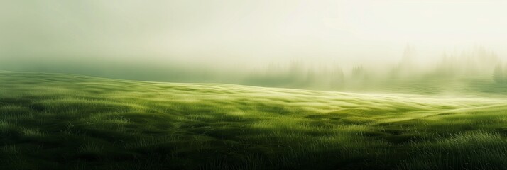 Background with a grassy green boundless field with cereals and trees in the background.