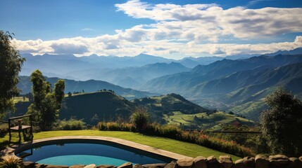 View from the magnificent estate of the stretching mountain range