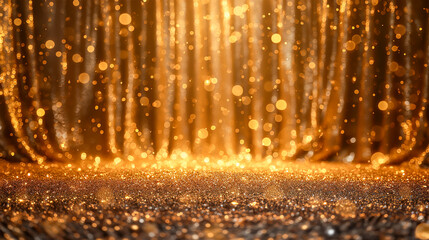 Abstract art design background, golden glitter vintage lights background. gold and black. de focused