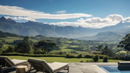 View from the magnificent estate of the stretching mountain range