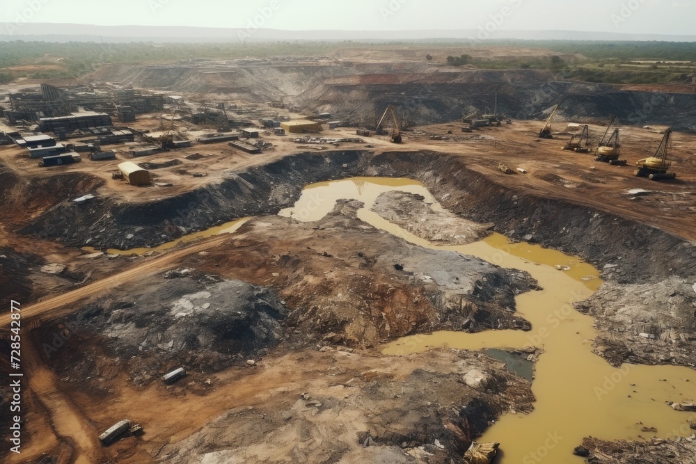 Aufkleber A large open pit with a river running through it. Suitable for various outdoor and nature-themed projects