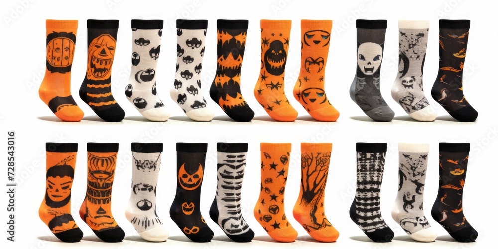 Aufkleber A group of socks with various designs. Perfect for adding a touch of style and personality to your outfit