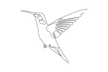Fototapeta premium One continuous line drawing of Flying bird concept. Doodle vector illustration in simple linear style.