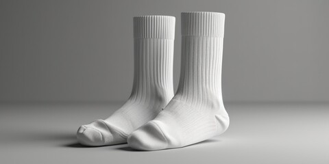 White socks placed neatly on top of a table. Ideal for showcasing fashion accessories or for illustrating cleanliness and organization