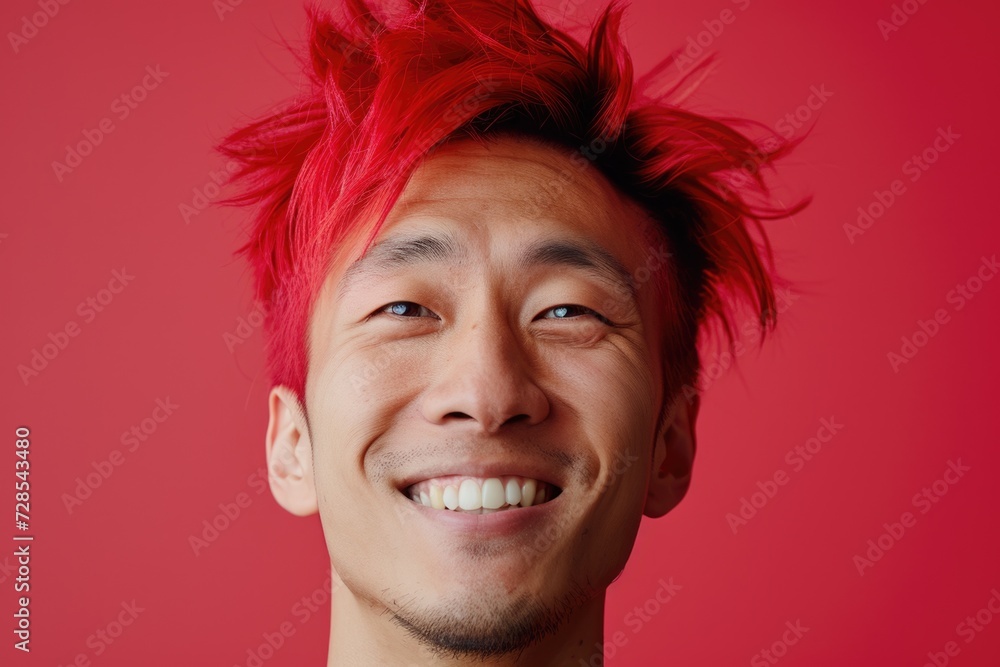 Poster a picture of a man with red hair smiling for the camera. suitable for various uses