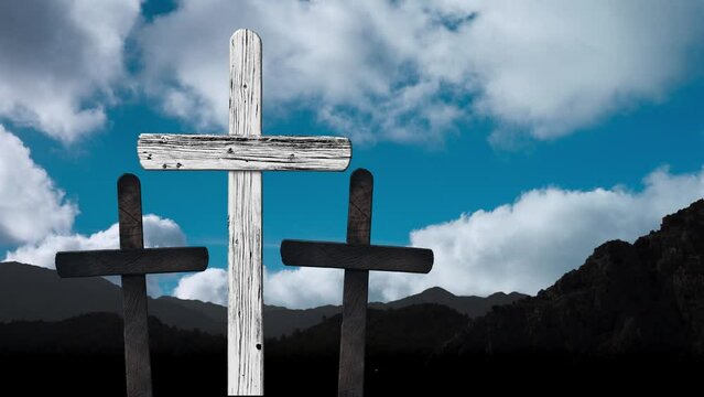 clouds float on the background of the Cross on Easter Day