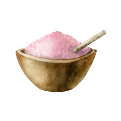 Wooden bowl with salt isolated on a white background.