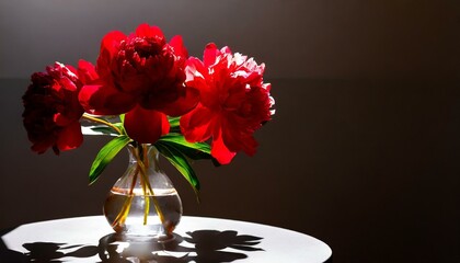Fototapeta premium red Peony in a vaze on a table