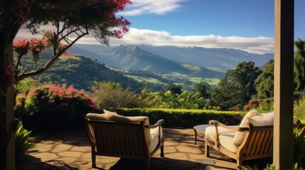 View from the magnificent estate of the stretching mountain range