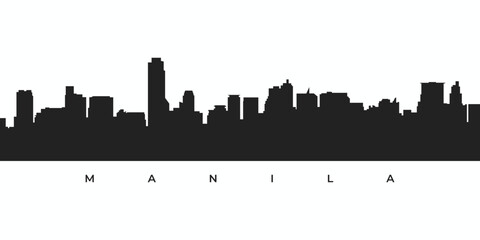 Manila city skyline silhouette - obrazy, fototapety, plakaty