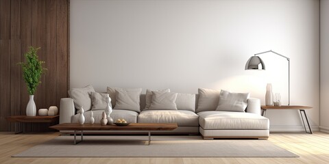 Modern living area with couch.