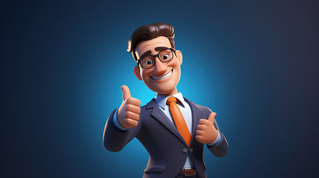 3D Character Elegance of a Confident and Happy Businessman in a Tailored Suit, Exuding Success