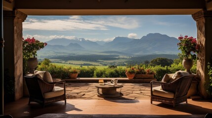 View from the magnificent estate of the stretching mountain range