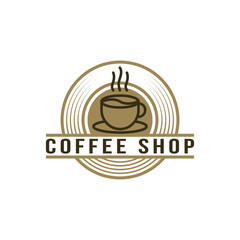 Coffee shop logo design vintage retro label circle