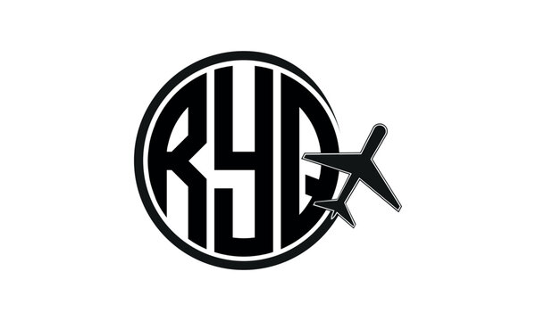 RYQ three initial letter circle tour & travel agency logo design vector template. hajj Umrah agency, abstract, wordmark, business, monogram, minimalist, brand, company, flat, tourism agency, tourist