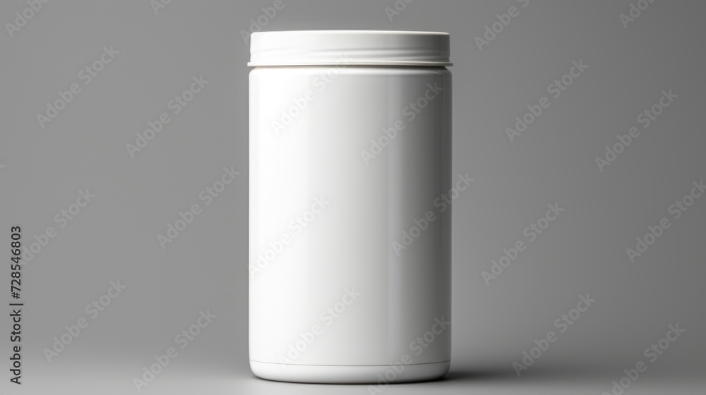 Aufkleber A close-up view of a white bottle placed on a table. This image can be used for various purposes