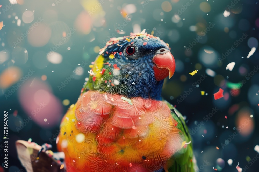 Poster a vibrant bird perched on a tree branch. perfect for nature enthusiasts or bird lovers