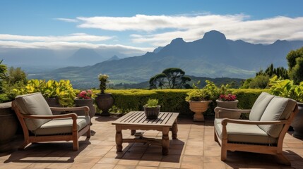 Fototapeta premium View from the magnificent estate of the stretching mountain range