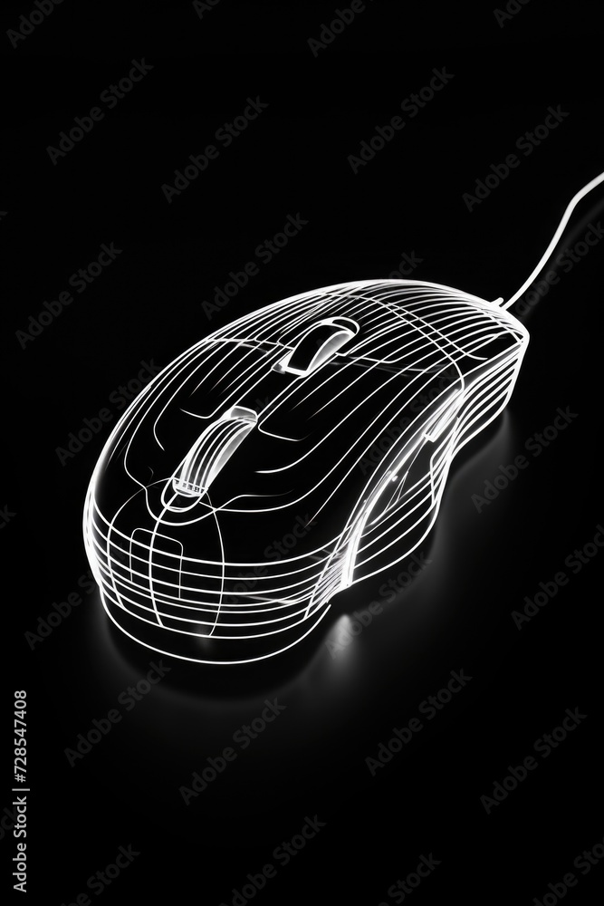 Poster A computer mouse that emits a soft glow in the dark, perfect for low-light environments. Ideal for tech-related designs and illustrations