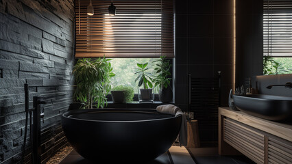 Noir Oasis: A Contemporary Black Bathroom Design