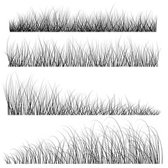 Steppe grass brush set for illustrator. Vector illustration. Sketch for creativity. - obrazy, fototapety, plakaty