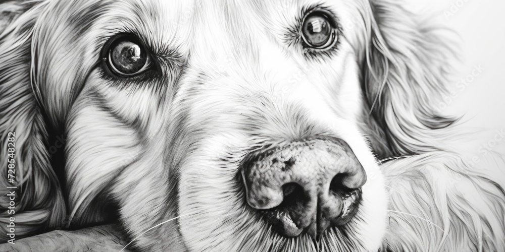Poster a close-up photograph of a dog's face on a white background. this image can be used for various purp