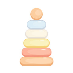 Childrens toy pyramid. Simple cartoon vector icon.