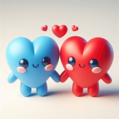 3d render of a pair of hearts
