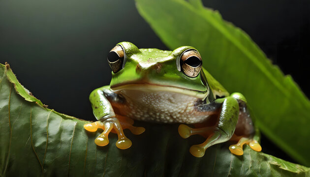 Little green frog in nature