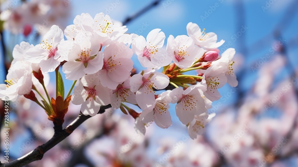 Aufkleber a close-up view of a bunch of flowers growing on a tree. this vibrant image captures the beauty of n