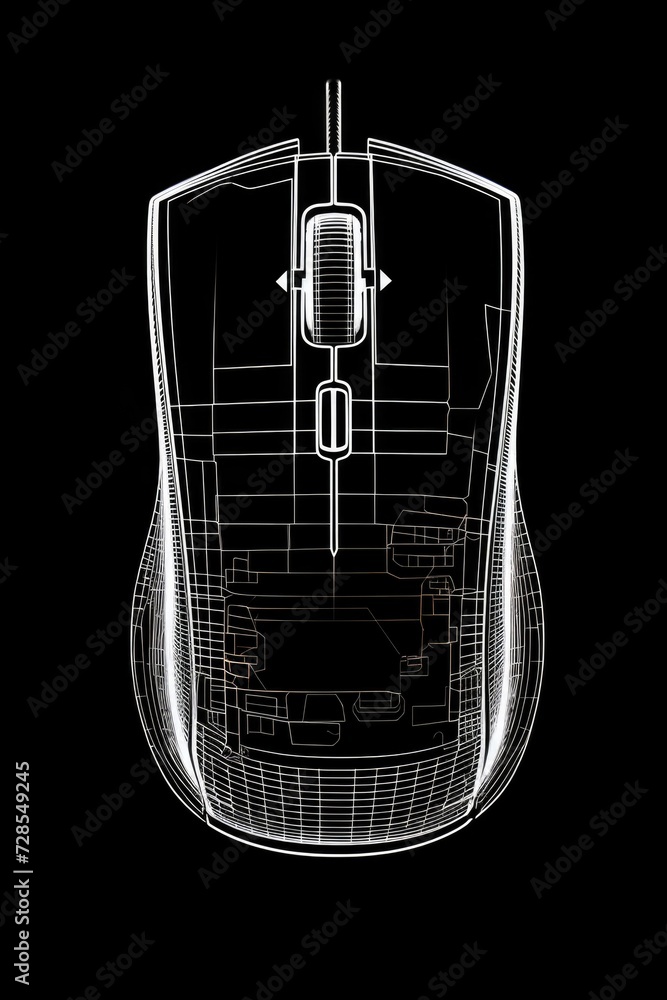 Aufkleber A computer mouse placed on a black background. Suitable for technology and office-related designs