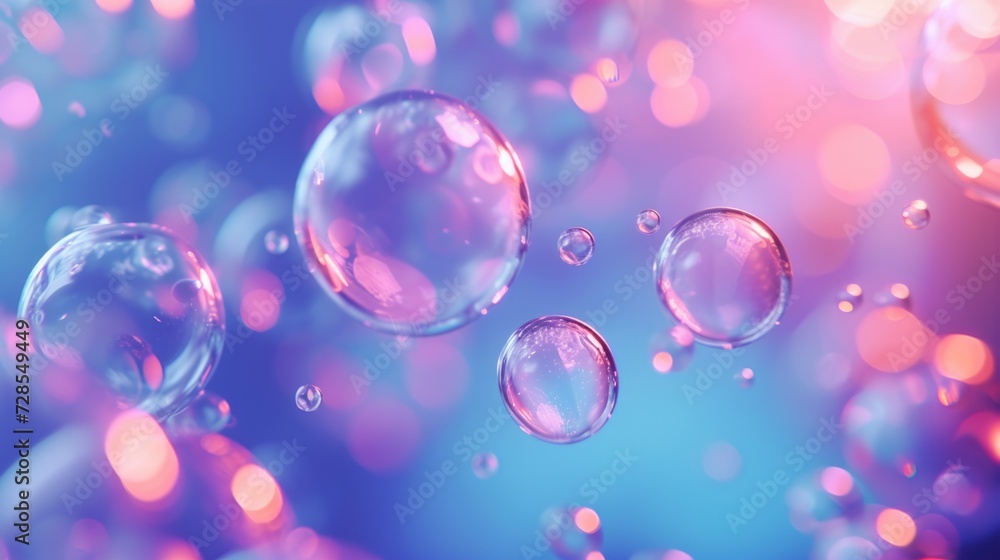 Poster Colorful bubbles floating in the air. Perfect for adding a touch of whimsy and joy to any project