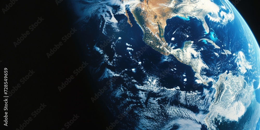 Poster a stunning image of the earth as seen from outer space. this picture captures the beauty and vastnes