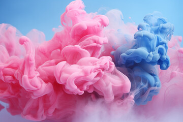 Obraz premium Creative abstract wallpaper with pink and blue smoke. Fluid composition. Minimal natural luxury.