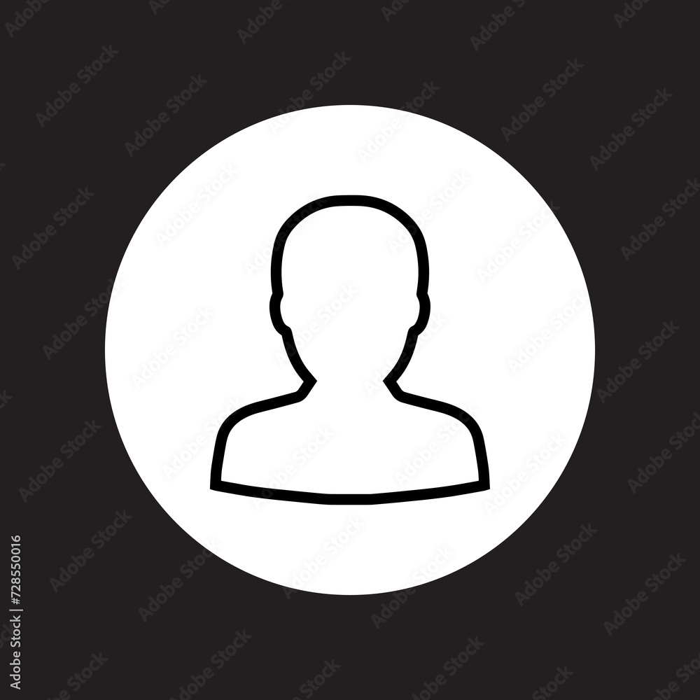 Poster user icon vector. profile mark logo design. profile vector icon illustration in circle isolated on b