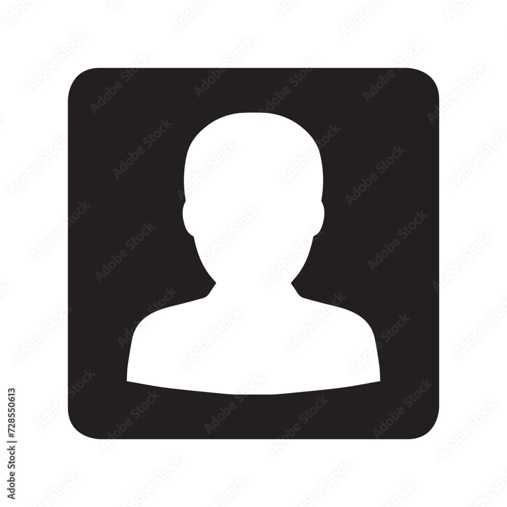 Poster user icon vector. profile mark logo design. profile vector icon illustration in square isolated on w