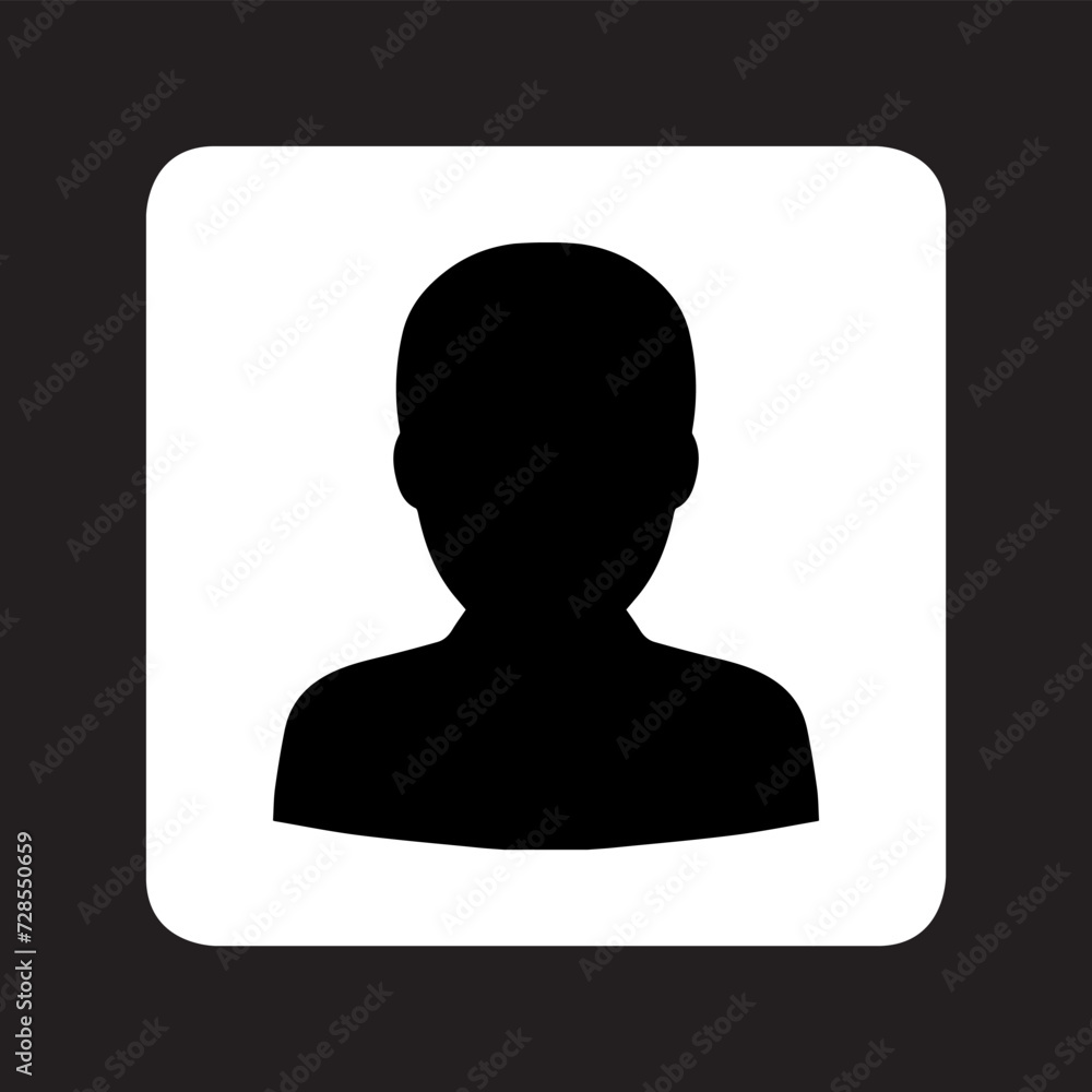 Poster user icon vector. profile mark logo design. profile vector icon illustration in square isolated on b