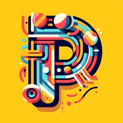 P typography, P logo ai vector illustration