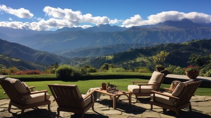 View from the magnificent estate of the stretching mountain range